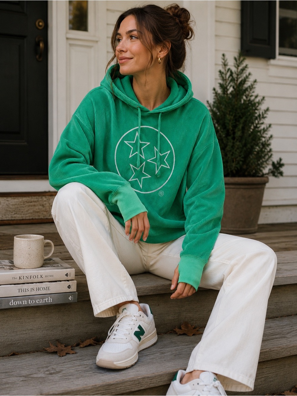 Royce Brand Tennessee Tri-Star Corduroy Hoodie Green Large Thumbholes